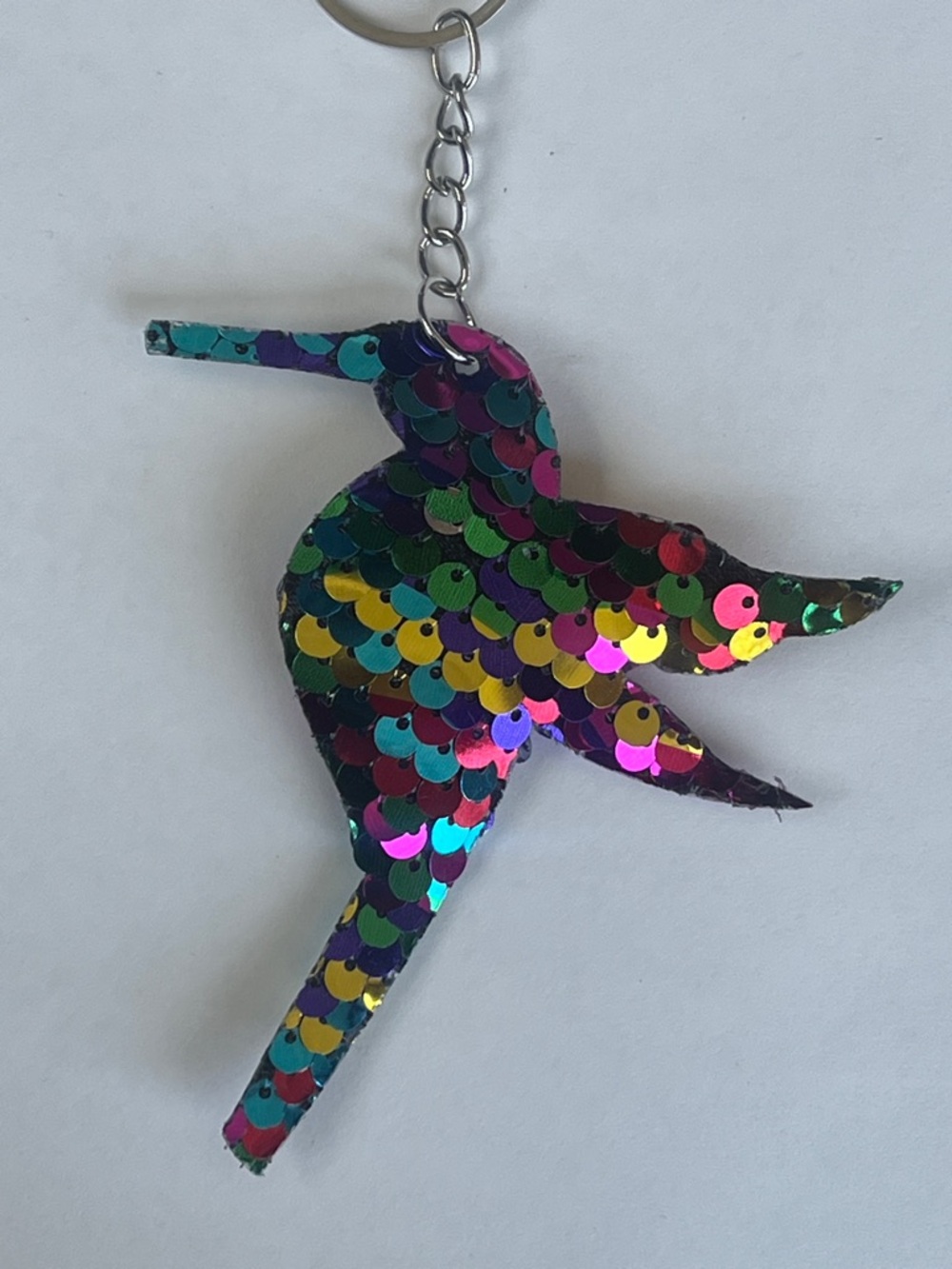 Hummingbird Sequin Keychain Charm - Multicolor Hand Crafted